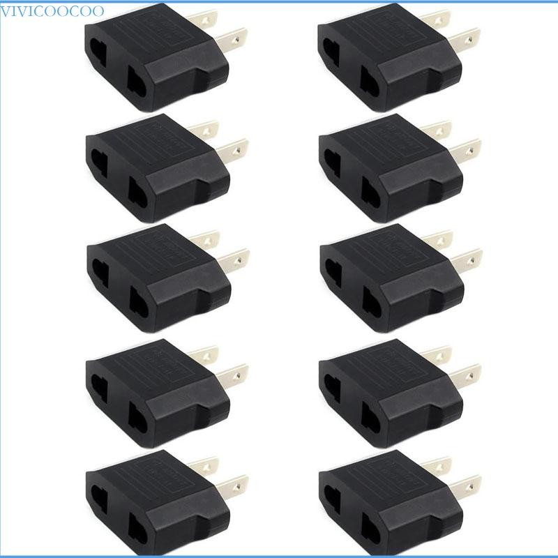 VIVI 10 ชิ้น US EU ถึง US Euro Euro Euro Euro Euro Euro Euro Euro Euro Plug Converter Travel Adapter