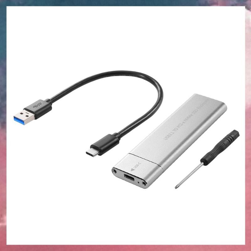 M.2 NVMe SSD Enclosure อะแดปเตอร์ 10Gbps USB C 3.1 Gen2 NVMe กรณีภายนอก NVMe Reader NVMe กรณีเงิน