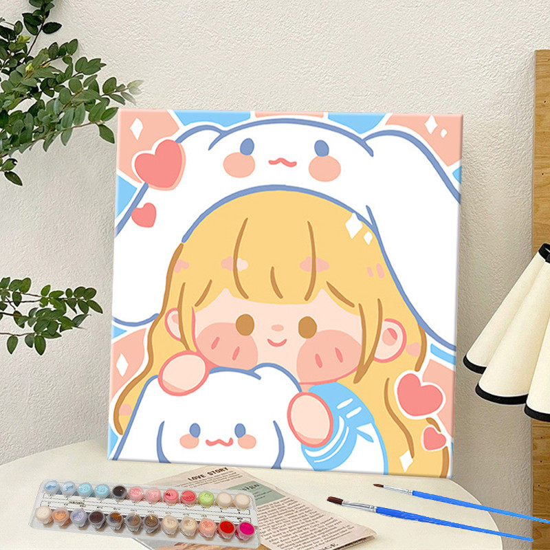 🔥พร้อมส่ง🔥ระบายสีตามตัวเลข 20x20cm Sanrio ชุดระบายสี DIY คุโรมิ/ทำนองเพลง/Hello Kitty อุปกรณ์ที่สมบูรณ์ การฝึกสมาธิ - รูปที่ 5