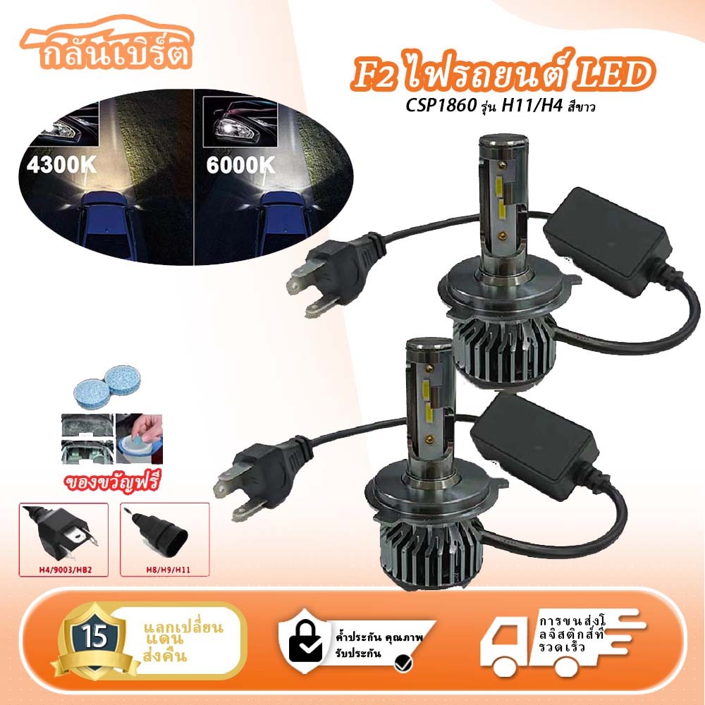 หลอดไฟ H4 ไฟหน้า LED รถยนต์, 2 ชิ้น, 110W, อัตโนมัติกำลังสูง, เทคโนโลยี CSP, 4300K, 6000K, 8000K มีจำหน่าย,  ไฟหน้า LED รถยนต์