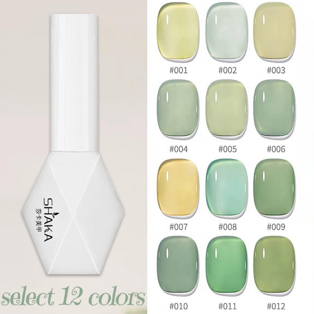 SHAKA เจลทาเล็บเขียวหมอก 12 สี อ่อนโยนนุ่มนวล เพ้นท์เล็บ UV Manicure [SK322]