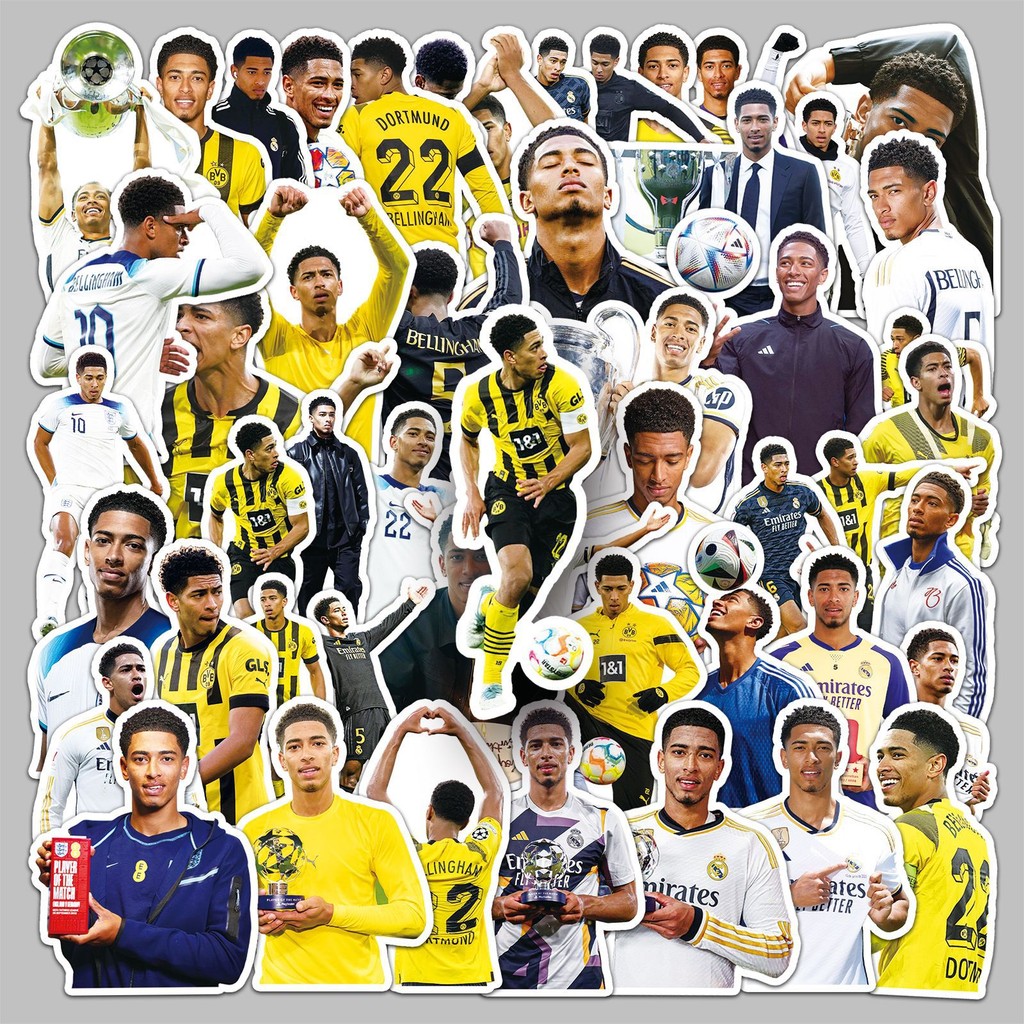 50 ชิ้น Jude Bellingham สติกเกอร์ฟุตบอล - ตกแต่งกันน้ําสําหรับเคสโทรศัพท์ bulingbulingsticker