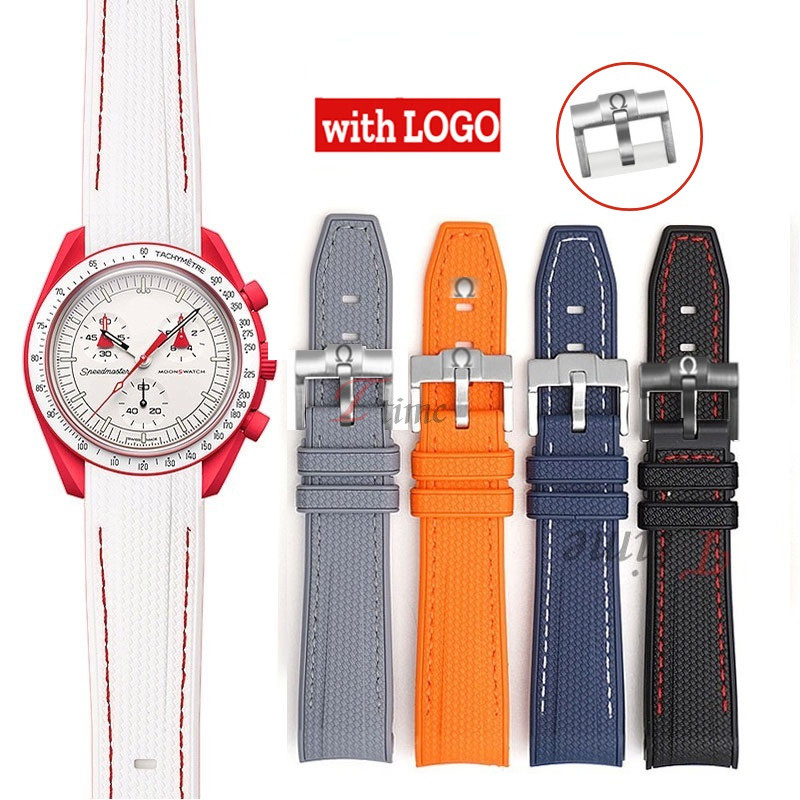 สายนาฬิกาข้อมือยางซิลิโคน สําหรับ Omg X S-watch Joint Moonwatch Curved End Diving Bracelet for 20 มม.