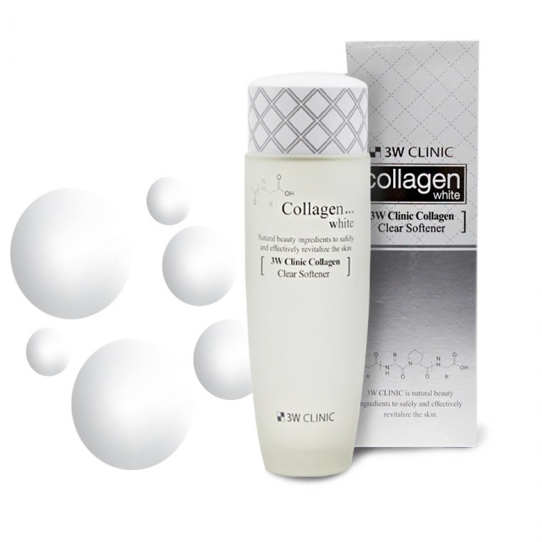 [3W CLINIC] Collagen white Clear skin Softener150ml ไวท์เทนนิ่ง น้ํายาปรับผ้านุ่ม อาหารเสริมผิวฝุ่นส