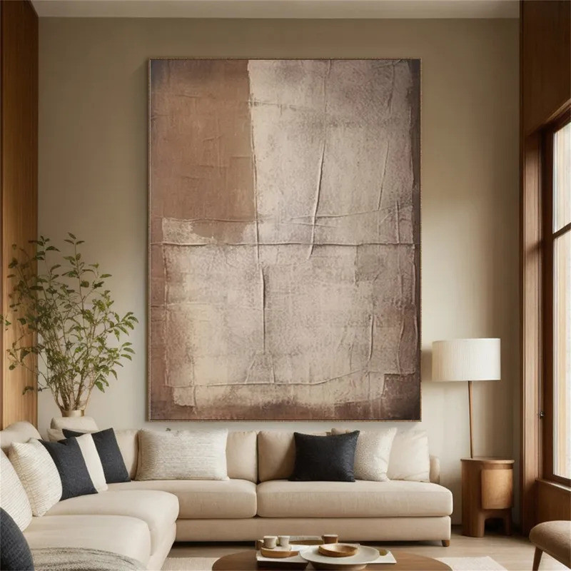 Large Beige Brown Abstract Painting Modern Painting Boho Textured Wall Art Picture Handmade Painting