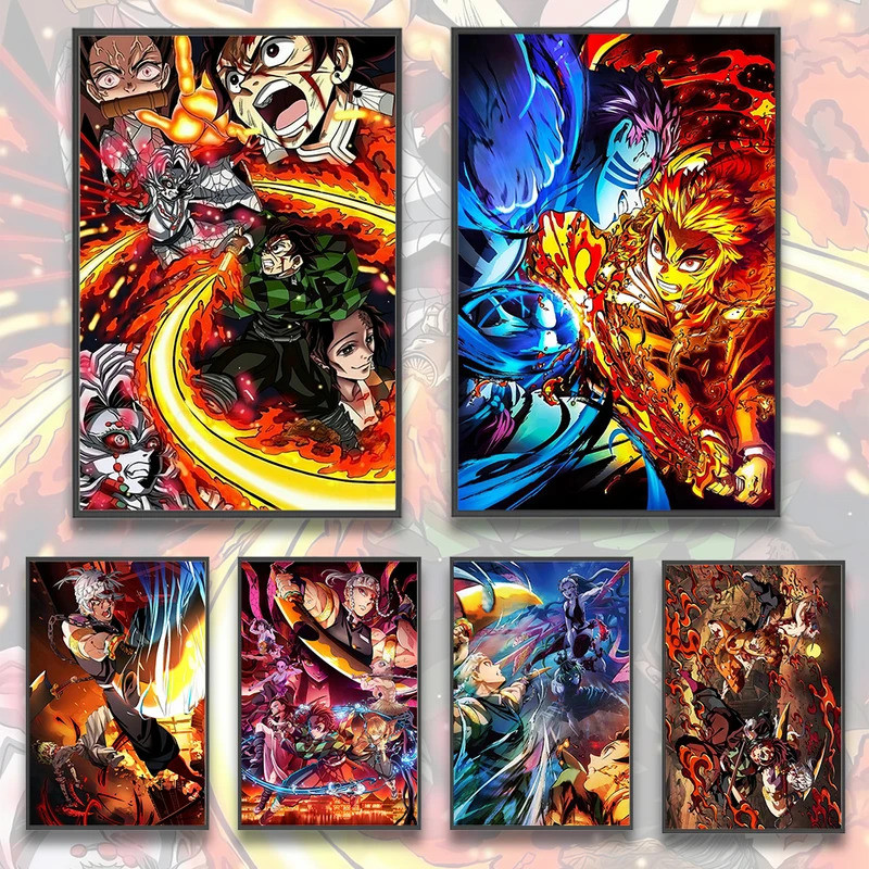 Hashira Demon Slayer Tanjiro Anime Self-adhesive Poster Home Decoration Painting Wallpaper Figures A