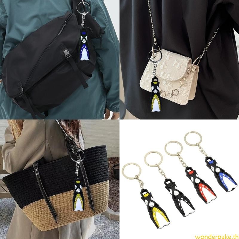 Wonder พวงกุญแจ Scuba Fin แบบพกพาซิลิโคนกระเป๋ากันน้ําแขวนสําหรับ Diver