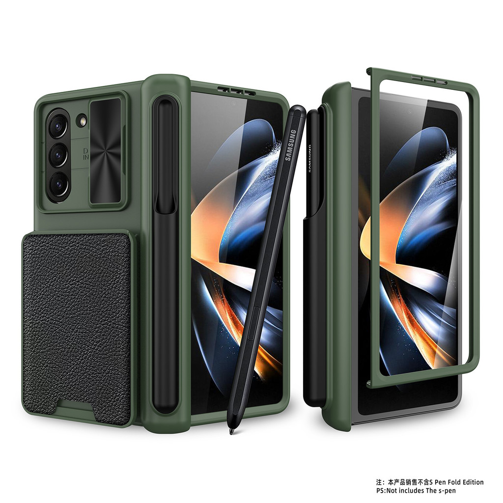 สําหรับ Samsung Galaxy Z Fold6 กรณี Fold5 การ์ดกระเป๋า anti-fall shellPush หน้าต่างพร้อมช่องเสียบปากกาฟิล์มเปลือกแบบบูรณาการ
