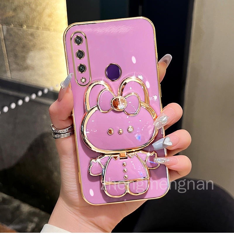 ปลอก Huawei Y6P Huawei y6 2019 y6s y6 prime Huawei y6 pro 2019 TPU ซิลิโคน 3D กระต่ายกระจกแต่งหน้าเคสโทรศัพท์เคลือบด้วยไฟฟ้ากันกระแทก soft Case
