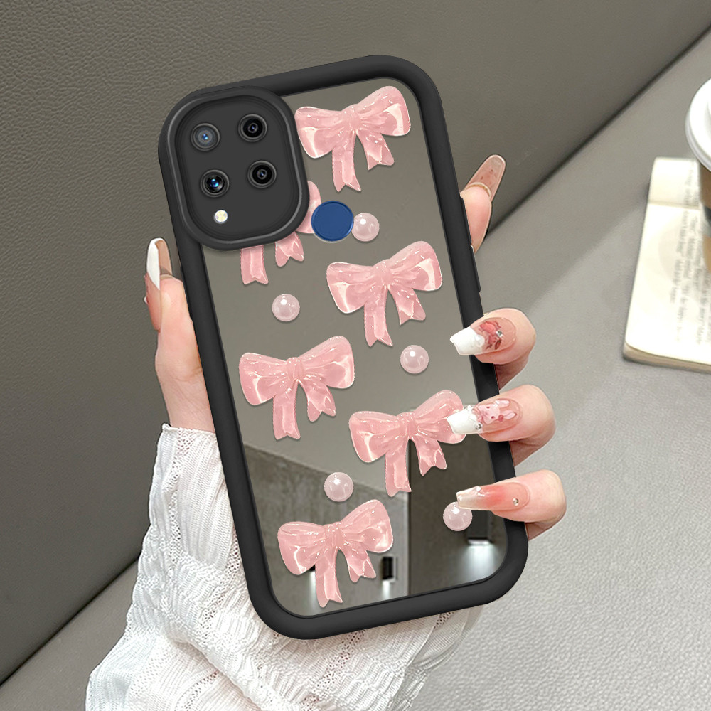 Realme C15 สําหรับกระจก Softcase กรณี HP โทรศัพท์ Kesing ปลอกดอกไม้ผีเสื้อ 8812 JZ