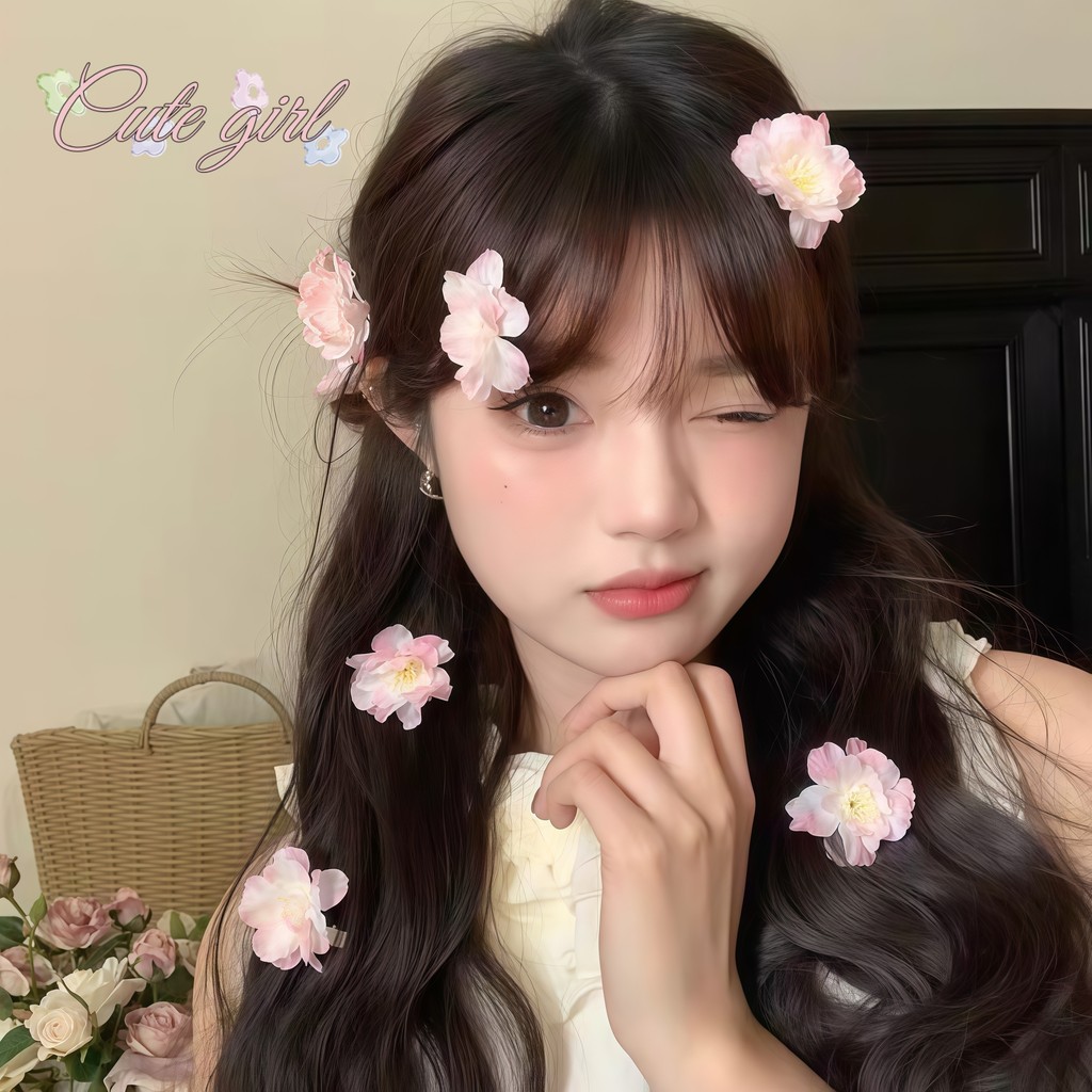 Cute_Girl💮💮 กิ๊บติดผม ซากุระจำลองข การไล่เฉดสี หวานและน่ารัก ความรู้สึกของบรรยากาศ กิ๊บดอกไม้