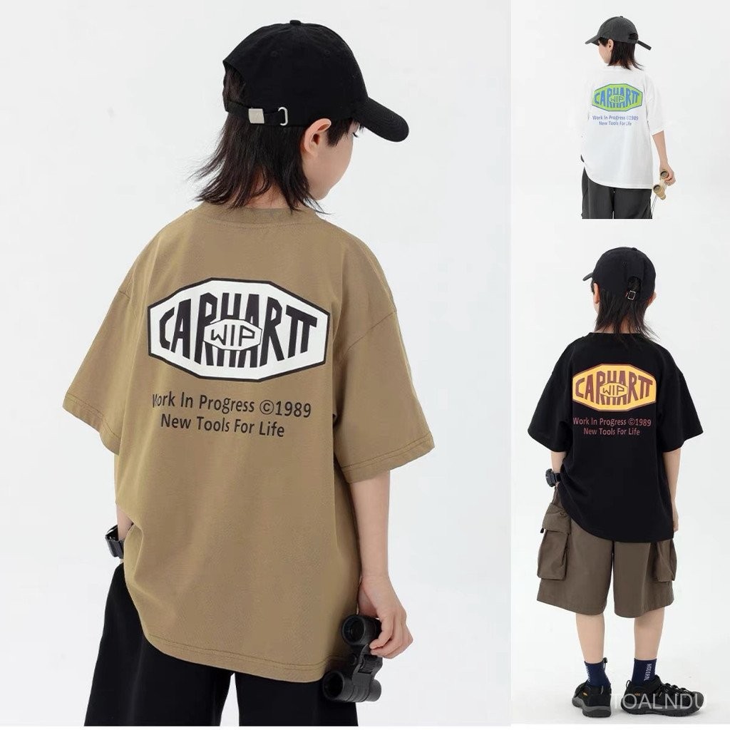 เสื้อยืดเด็กแขนสั้นผ้าฝ้ายแท้ทรงหลวมพิมพ์ลายแบบใหม่ฤดูร้อนเสื้อยืดใส่สบายสำหรับเด็กผู้ชายแฟชั่นแมทช์ลุคง่าย uasc