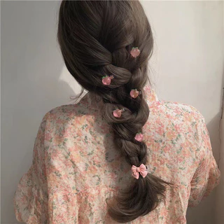 กิ๊บติดผม รูปหัวใจ พีช ดอกไม้ สีขาว สีใส สีชมพู วัสดุเรซิ่น สําหรับผู้หญิง