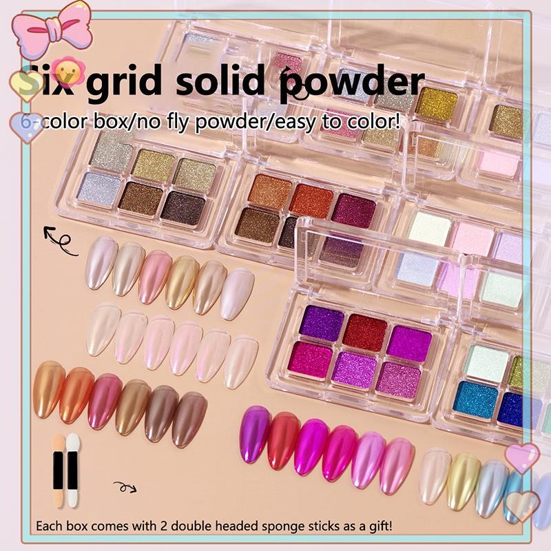 [ความงาม] 6 สีกระจกออโรร่าเล็บแข็งแวววาวส่องแสงตกแต่งเล็บเล็บเสน่ห์ตกแต่งเล็บอุปกรณ์ตกแต่งเล็บ {ขาย}