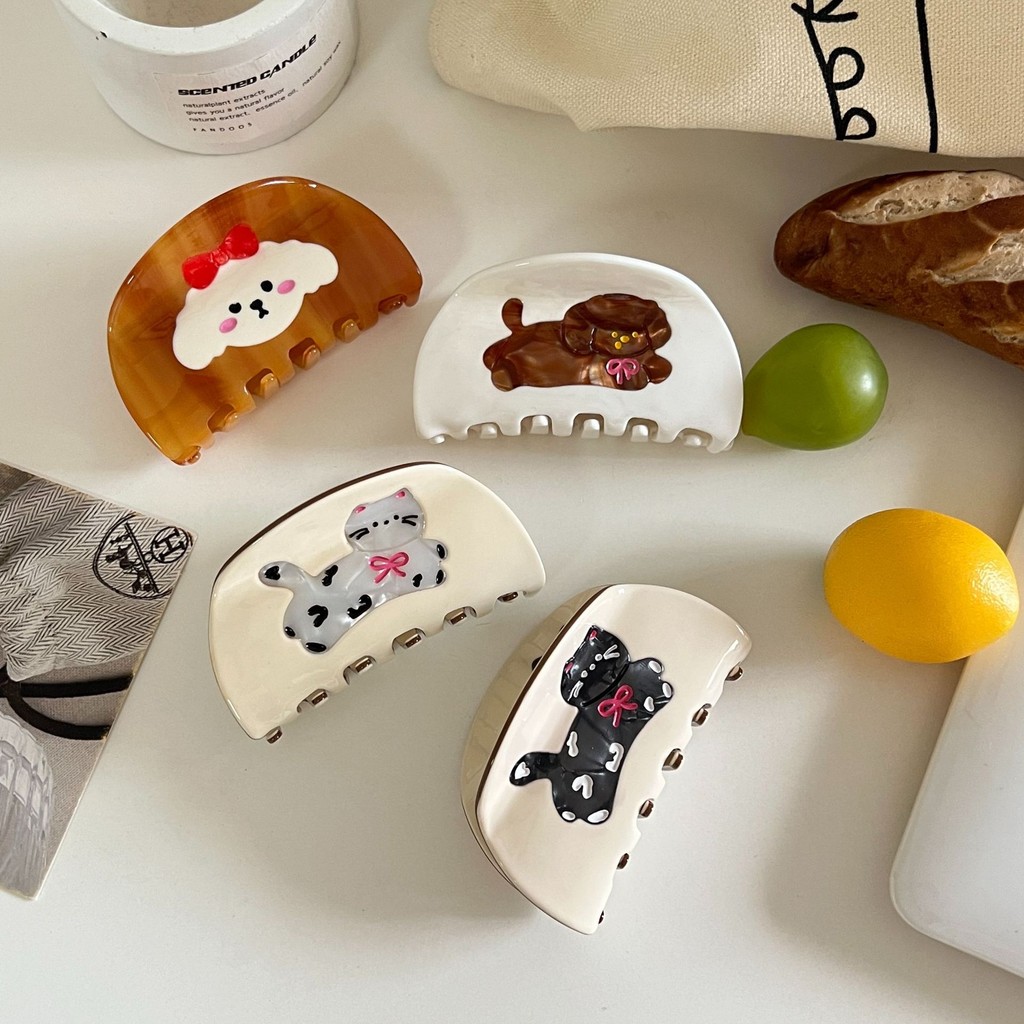 Kovoi/High-End Acetate โยเกิร์ตสีขาว Series กิ๊บติดผมน่ารักสัตว์ลูกสุนัขคว้าคลิป Emotional Elegant All-Match