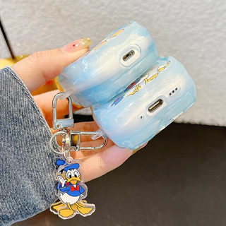 Donald Duck + จี้ขอบหยักสําหรับ AirPods 4/3/2/1/Pro/Pro2 หูฟังปลอก