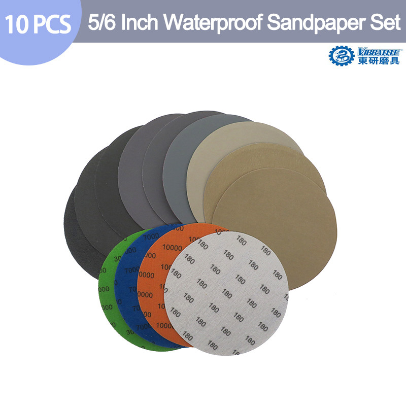 5/6 นิ้ว 10 ชิ้นชุดกระดาษทรายกันน้ํา Hook & Loop สําหรับขัดยานยนต์ (60-10000Grit)