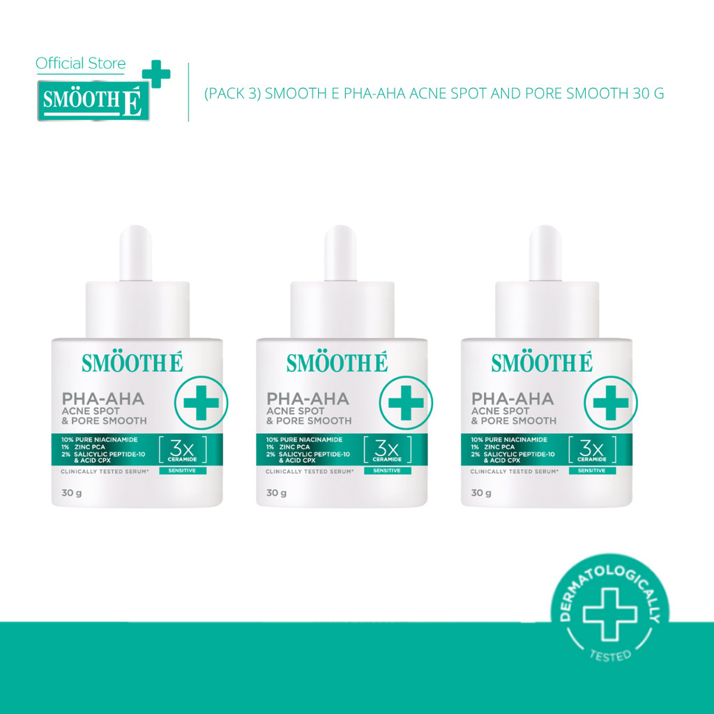 [แพ็ค3] Smooth E PHA-AHA Acne Spot and Pore Smooth เซรั่มสูตรเข้มข้น ช่วยลดโอกาสการเกิดสิว และผลัดเซ