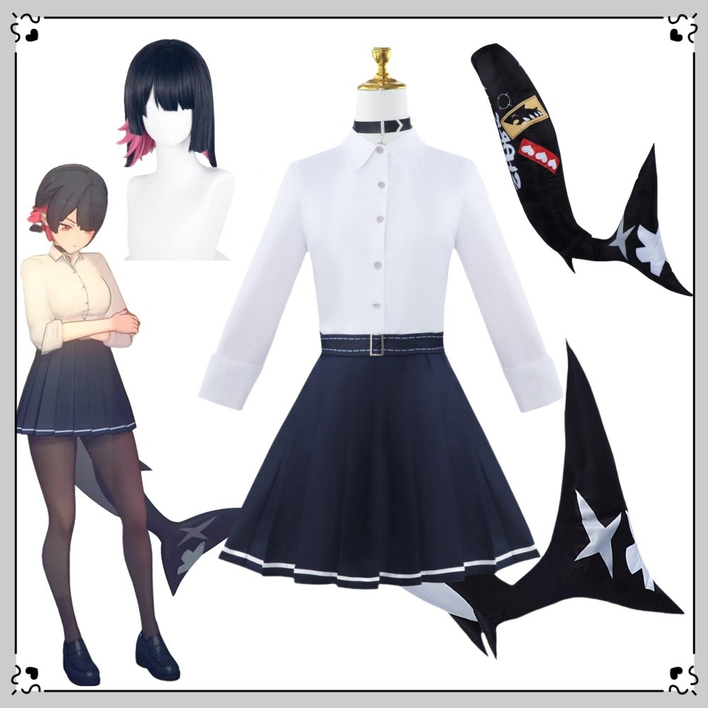 Ellen Joe Zzz คอสเพลย์เครื่องแต่งกายวิกผมหาง Zenless Zone Zero Cosplay แม่บ้านผู้หญิง JK ชุด Shark S
