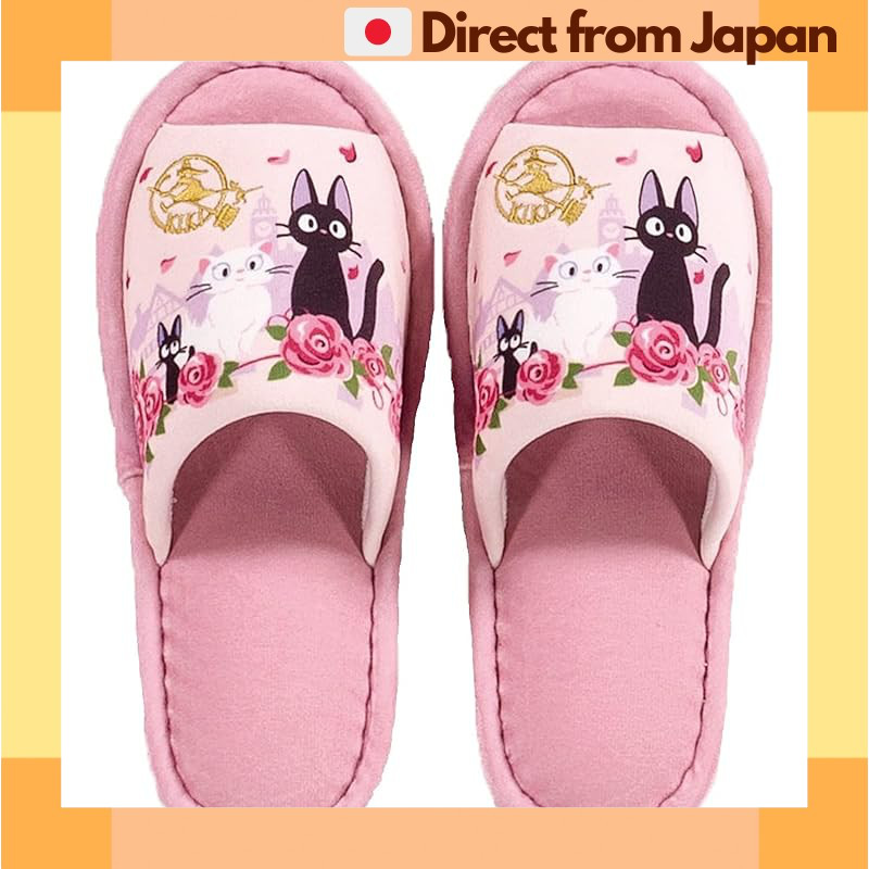 Kiki's Delivery Service Sanko Jiji Date Slippers Pink 66974 Cute Cat Indoor Footwear [Japan Shipped]