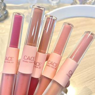 Cace ลิปสติก ลิปกลอส เนื้อแมตต์ แบบสองหัว ให้ความชุ่มชื้น ไม่ติดแก้ว