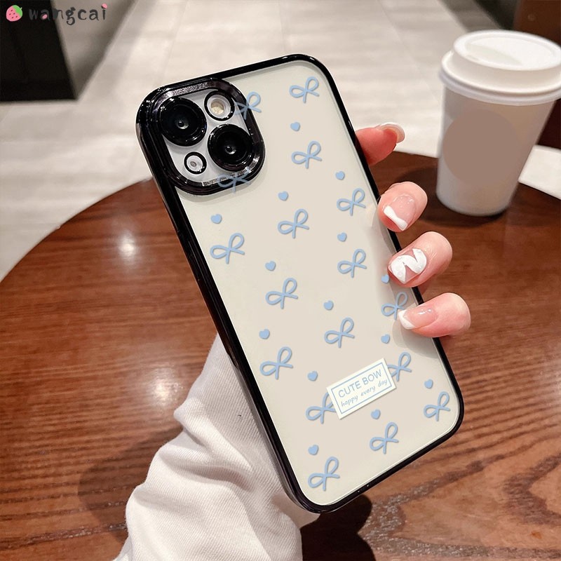สําหรับHuawei Nova Y91 Y90 Y71 Y70 Plus Y61 7 5 5i Pro 6 SE 7i 5Tเคสโทรศัพท์Insสไตล์เกาหลีน่ารักสีฟ้าBowknot Bow Tieป้ายGlitterเงาSing Softปลอกกรณีปกหลัง