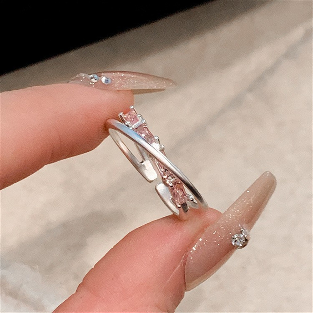 แหวนสองชั้นสีชมพูสำหรับเด็กผู้หญิง พร้อมหางรักและขนาดปรับได้ สไตล์เกาหลี - รูปที่ 2