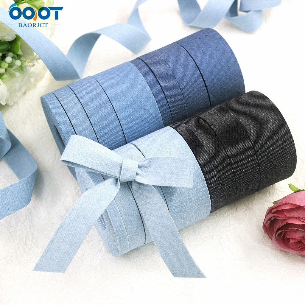 RAS3 [จัดส่งจากจีน] แถบผ้าเดนิมยาว 1 เมตร สำหรับทำเครื่องประดับผม DIY โบว์ผ้าเดนิม