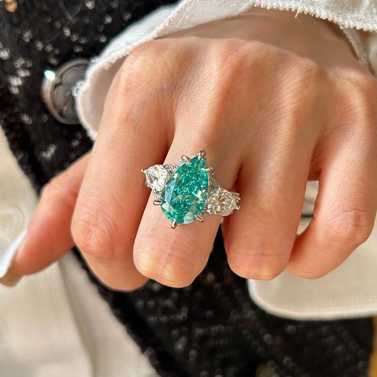 ยุโรป American Water Drops Paraiba Jewelry Ring Women