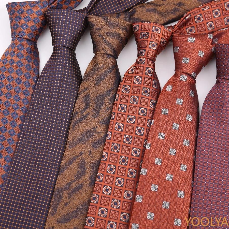 8 ซม.Mens เนคไทสีส้ม Brow สี Dot Stripes Paisley Ties สําหรับ Man เจ้าบ่าวธุรกิจงานแต่งงาน