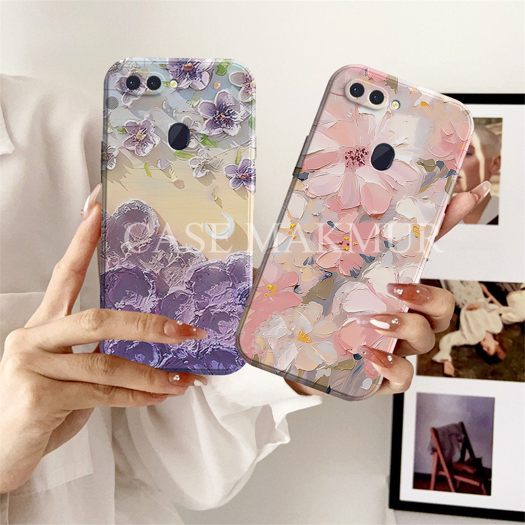 [01] เคสสําหรับOppo A5s A12 A7 A11k F9 Casing Fl0wer Softcase Proกล้องทุกประเภท