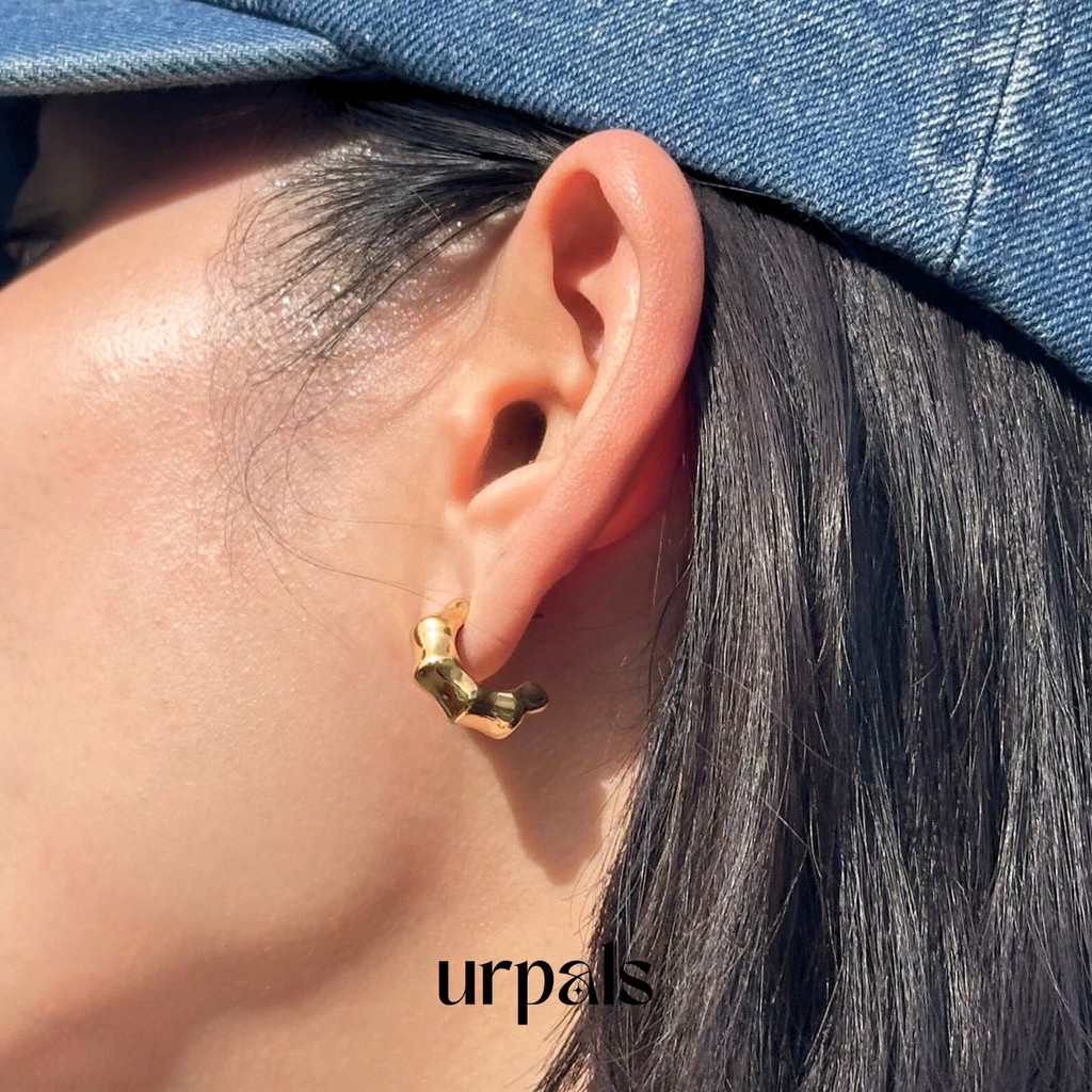 URPALS ต่างหู ต่างหูห่วง Stainless ชุบทอง 18K แมทง่าย ไม่ลอกไม่ดำ โดนน้ำได้