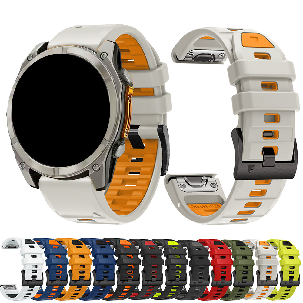 Fenix8 สายนาฬิกาสําหรับ Garmin Fenix 8 47 มม.51 มม.พลังงานแสงอาทิตย์ E 7 7X/Epix Pro/6 6X Pro 5X Plus QuickFit 26 มม.22 มม.สร้อยข้อมือสายรัดซิลิโคน