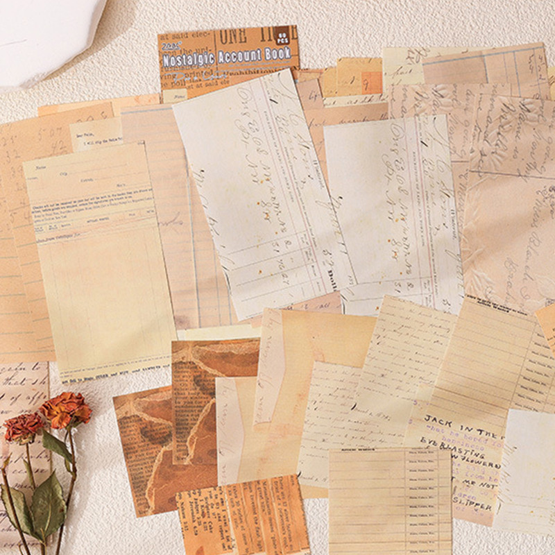 60 แผ่น Vintage Poetic ปี Series ข้อความกระดาษ Non-Sticky กระดาษตกแต่ง Retro ความงามวัสดุตกแต่งกระดาษสําหรับงานฝีมือ DIY - รูปที่ 5