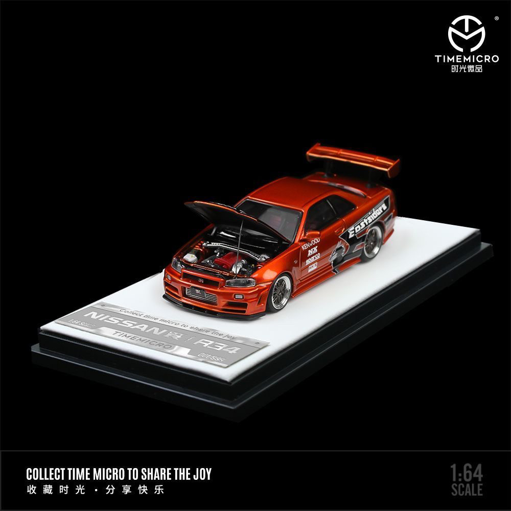 รถโมเดล TimeMicro 1:64 Nissan GTR R34 พร้อมฝากระโปรงเปิดได้ – สี SPOON รุ่นลิมิเต็ด