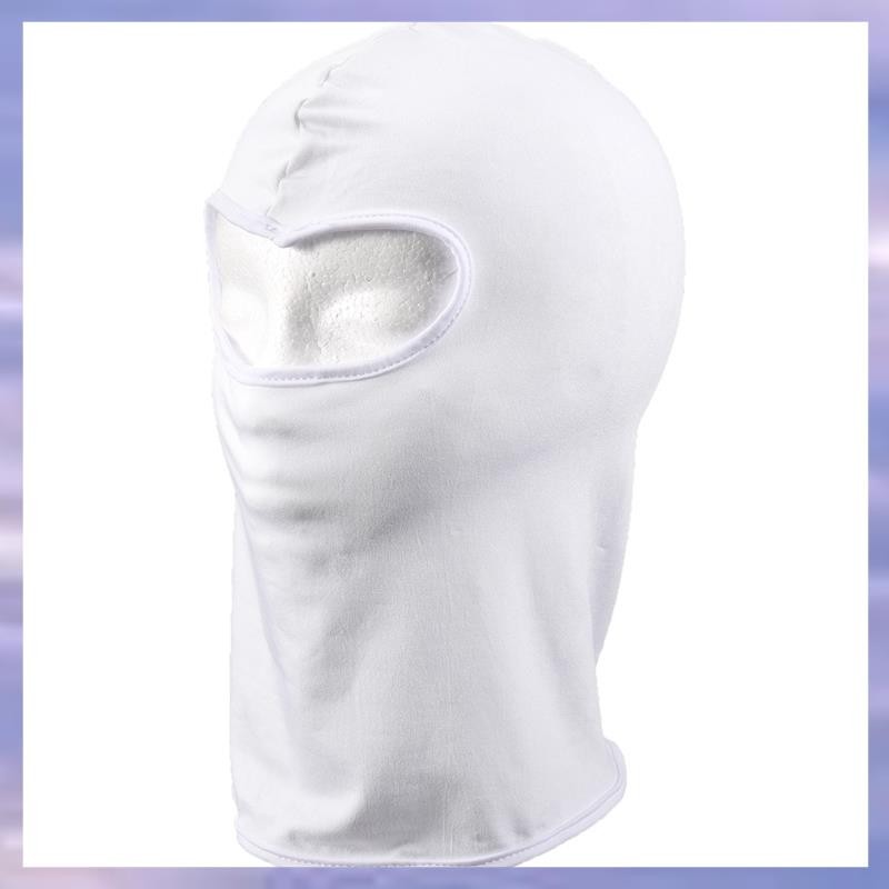 Outdoor Full Face Mask Spandex Balaclava Thin Motorcycle Cycling Ski Mask สีขาว