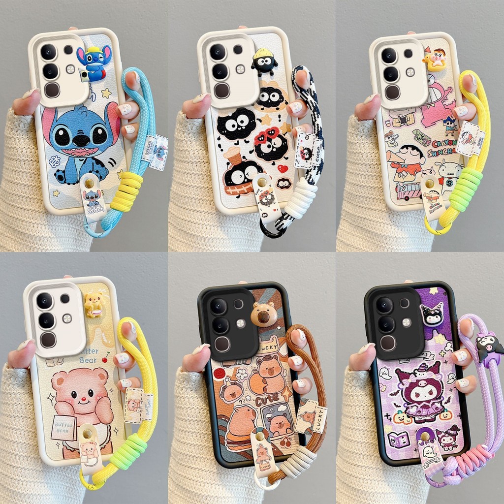 เคส VIVO Y29 หนังการ์ตูนปักหมุดเชือกโทรศัพท์กรณี