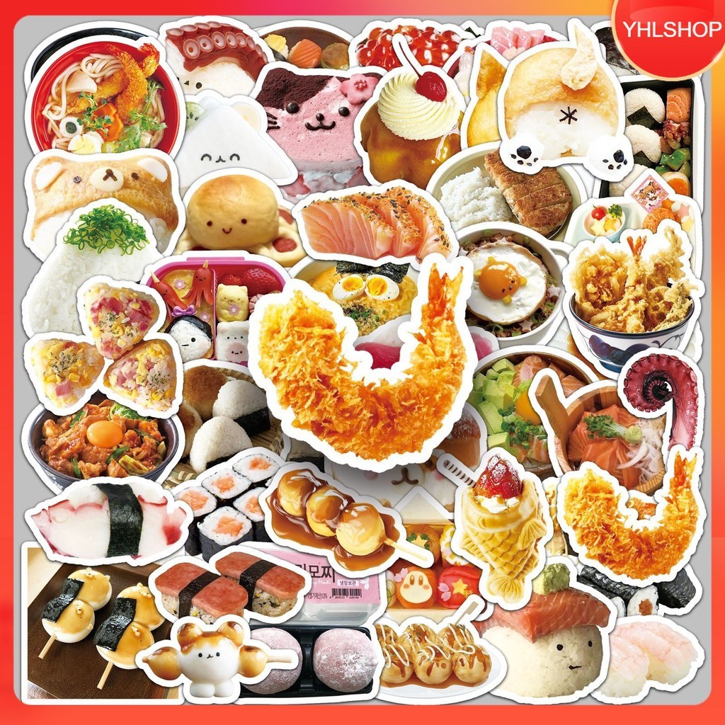 พร้อมส่ง50แบบ Sticker อาหารญี่ปุ่น ข้าวปั้น ซูชิ ราเมน  Japan food Face animal cartoon Sushi ramen