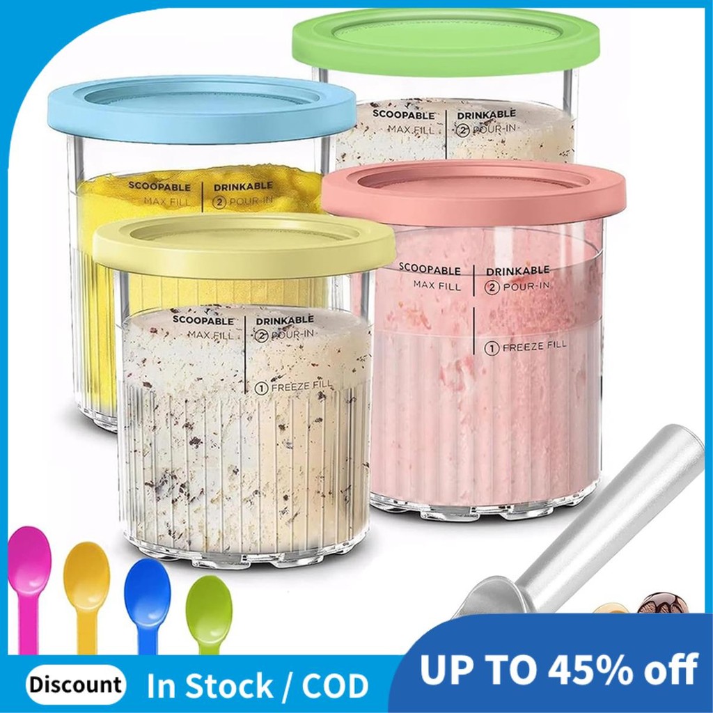 ภาชนะไอศกรีมสําหรับ Creami Pints และฝาปิด 24oz ถ้วย Creami Deluxe NC501 NC500 Series พร้อม Scoops อะ