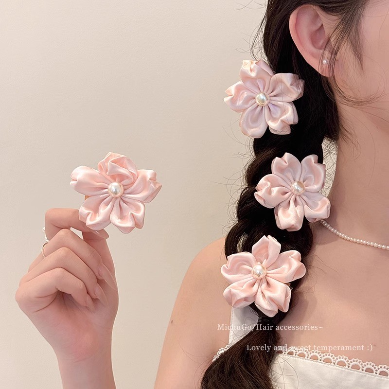 1 ชิ้นสีชมพู Cherry Blossom Hairpin คลิปด้านข้าง Bangs คลิปเครื่องประดับผม