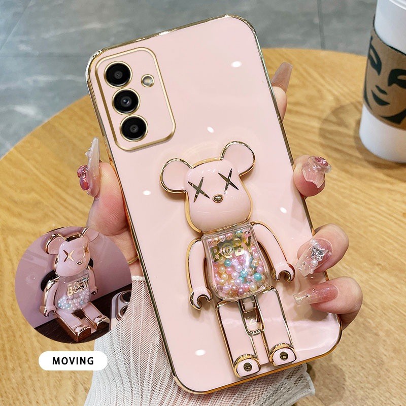 เคสโทรศัพท์ Samsung Case TPU Soft Case Electroplating Bracket Candy Bear เหมาะสําหรับ Samsung Gaxaly S20 S21 S22 S23 S24 FE S25 Plus S25 Ultra