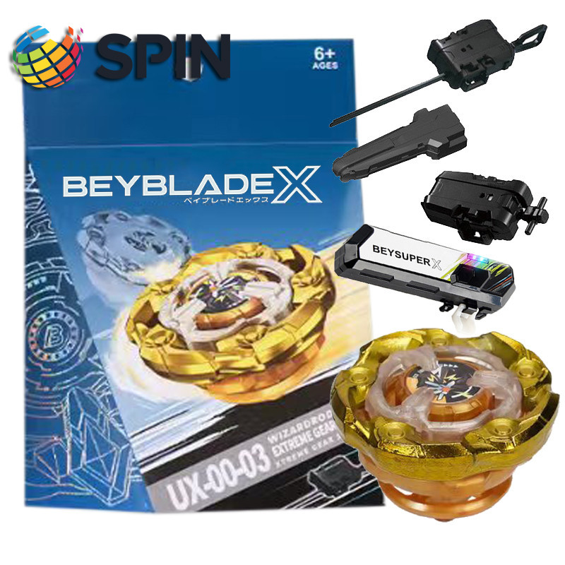 Bey X UX00-03 Gold UX-03 Wizard Rod Gyro X พร้อม Launcher LED Grip ชุดสําหรับ ของเล่นเด็กสําหรับเด็ก