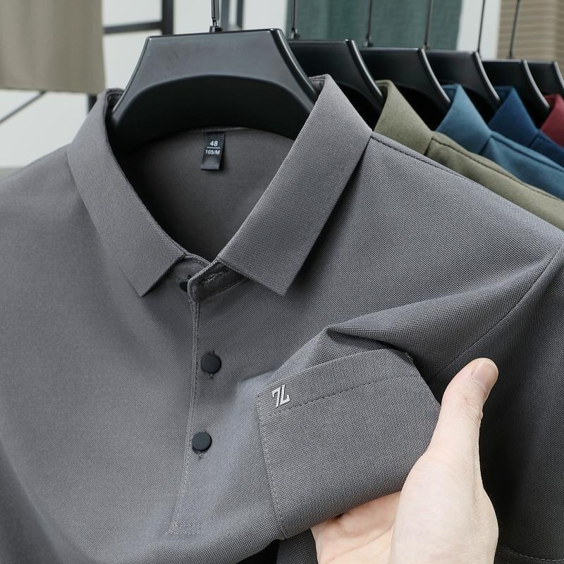 เสื้อโปโลสำหรับผู้ชาย, เสื้อโปโลแขนสั้น Luo New High End ชายวัยกลางคนเสื้อยืดแขนสั้น เสื้อโปโลสำหรับผู้ชาย