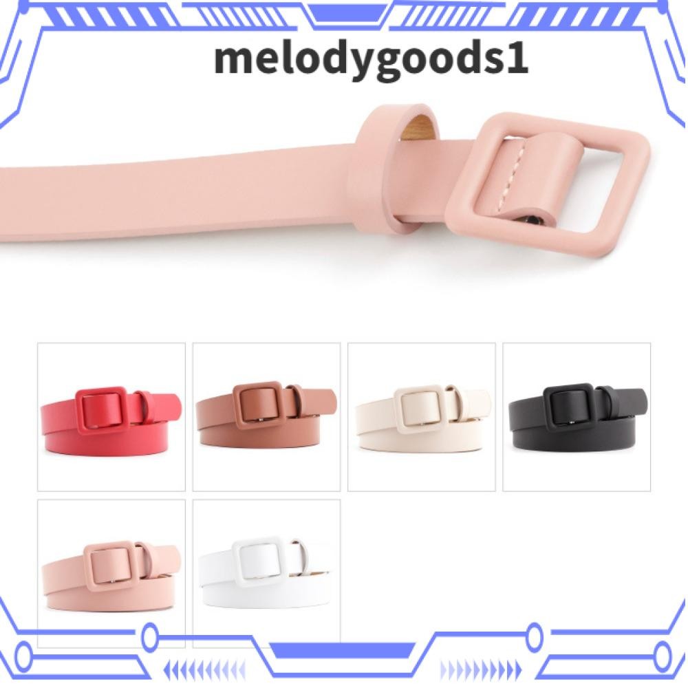 เมโลดี้กู๊ดส์ ผู้หญิง สีทึบสแควร์หัวเข็มขัดไม่มีรูกางเกง ชุดหนัง ปู่ สไตล์วินเทจ สําหรับสาวชุด