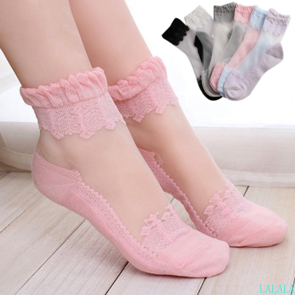 Loli Baroque Soft Girl Lace Lace Transparent Stocking Glass Stocking Short Stocking Stacking Stockin