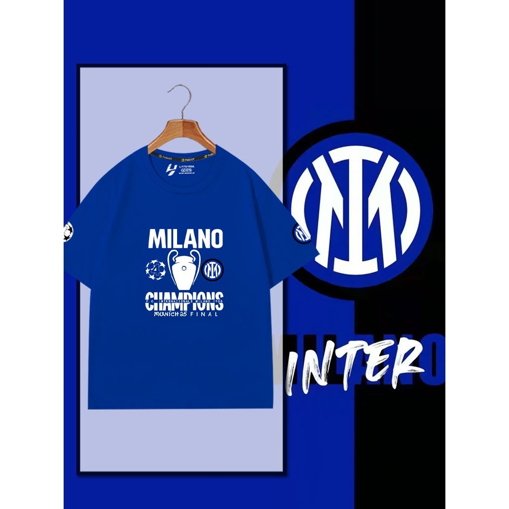 2025 Inter Milan Champions League Victory Commemorative Short sleeved T-shirt for Inter Milan Footba