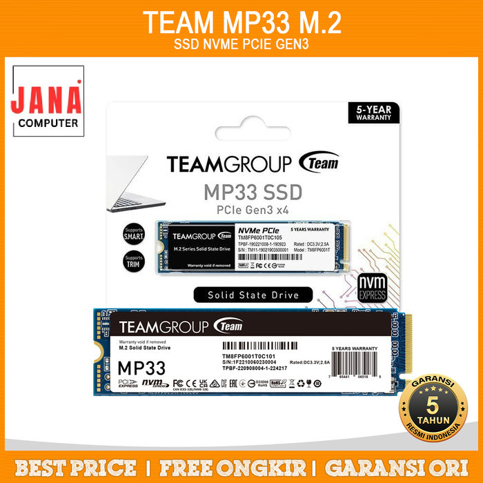 SSD TEAM MP33 256GB M.2 NVME PCIe Gen3 2280 SSD