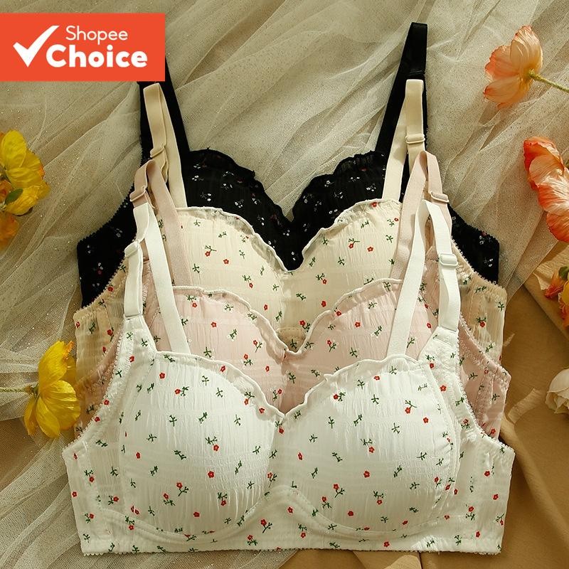 Petite Wireless Push-Up Bra Apricot - White Sweet Teen Bralette สําหรับหน้าอกเล็ก