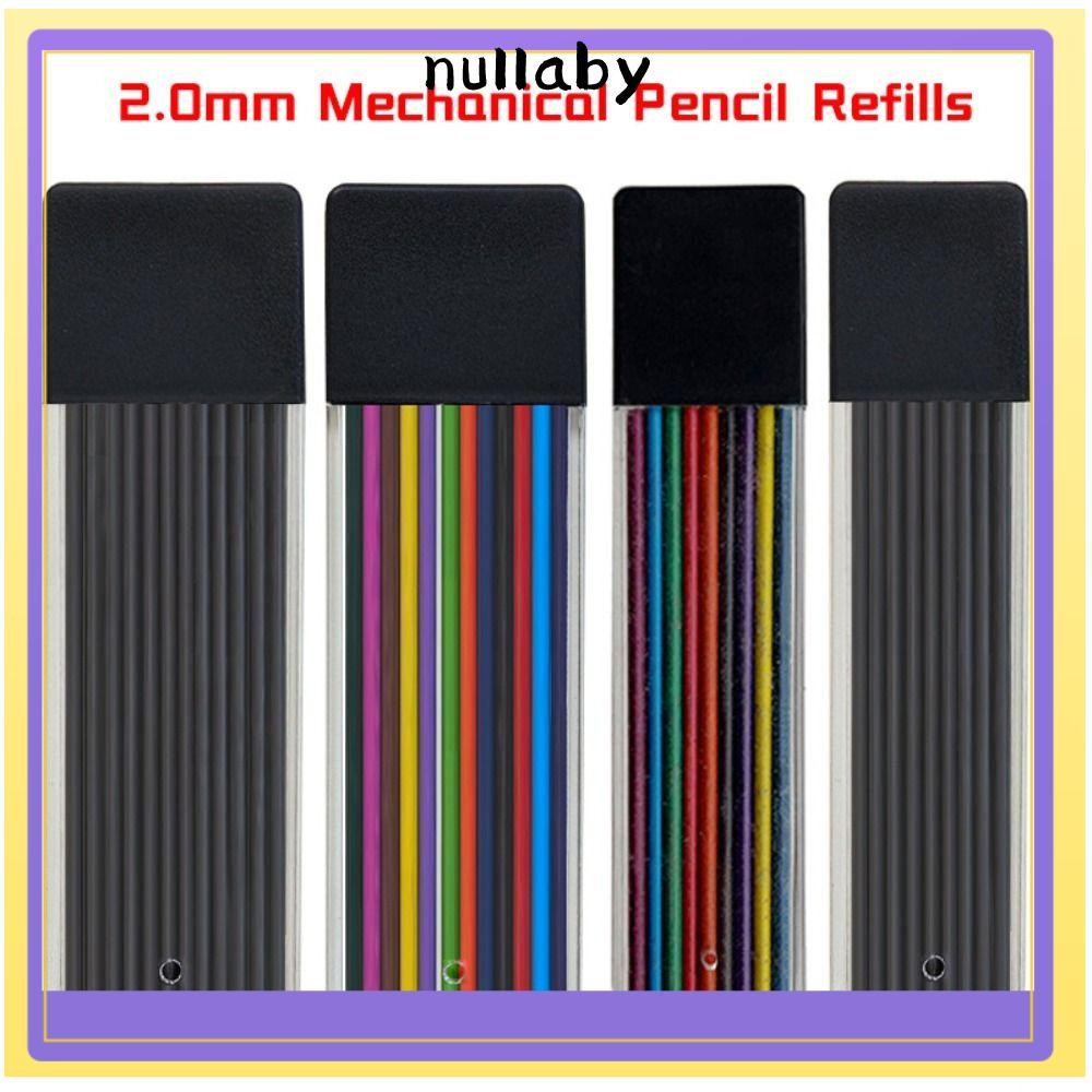 NULLABY 12 ชิ้น/กล่องเติมดินสอ,Multicolor 2.0 มม.เติมดินสอ Propelling คุณภาพสูงเปลี่ยน Erasable Pencil Refill Lead Art Sketch Drawing Supplies
