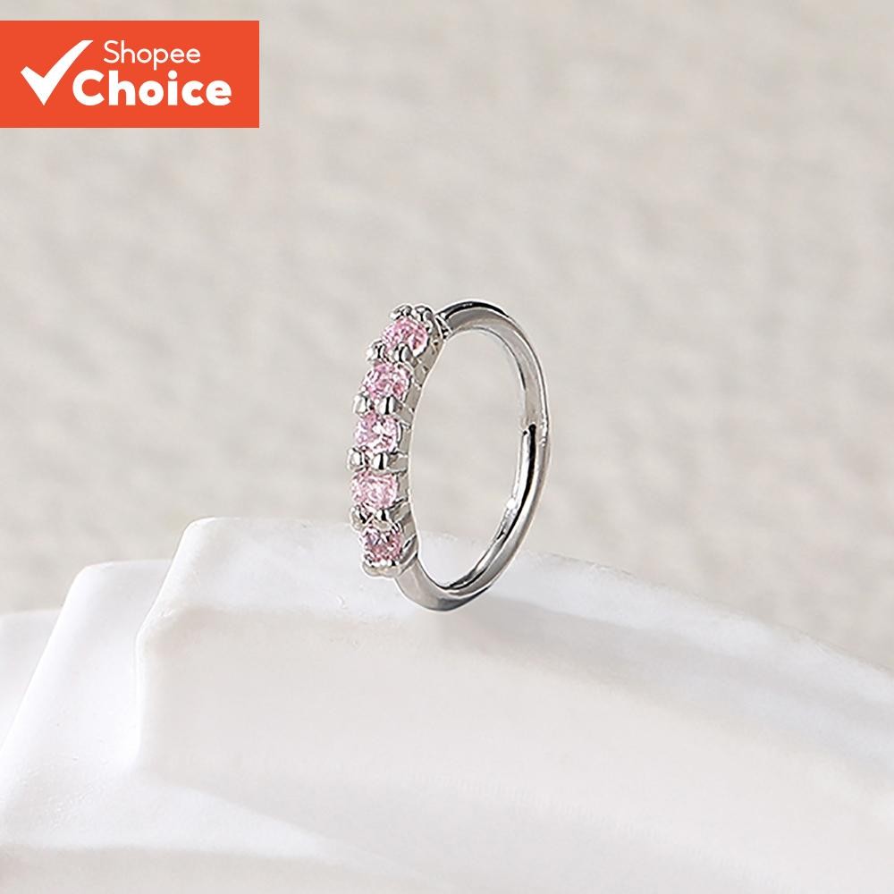 Minimalist เดี่ยวแถว Zirconia แหวนจมูกทองแดงสําหรับผู้หญิง Hypoallergenic Body เครื่องประดับ